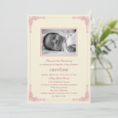 Klassischer Rahmen Foto Taufen/Einladung Einladung (Stehend Vorderseite)