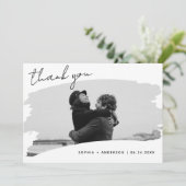 Klassischer Rahmen mit Foto-Hochzeit Dankeskarte (Stehend Vorderseite)