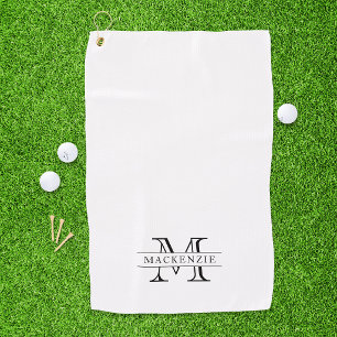 Klassischer Rand Namensmonogramm mit editierbaren Golfhandtuch