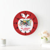 Klassischer Red Apple-Klassenlehrer Große Wanduhr (Zuhause)