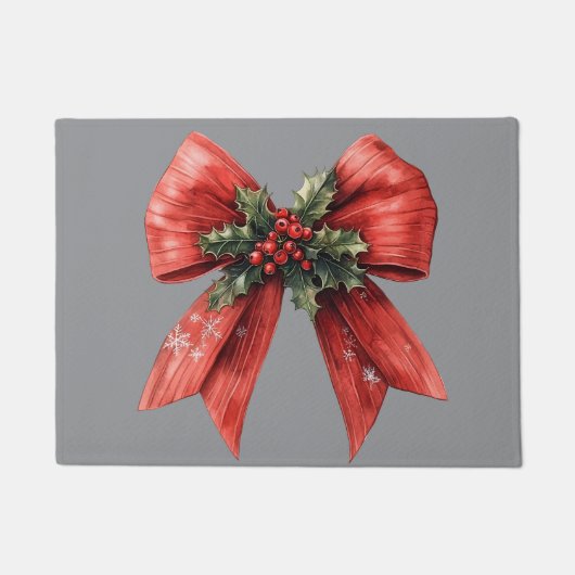 Klassischer Red Bow & Holly Doormat Fußmatte (Vorderseite)