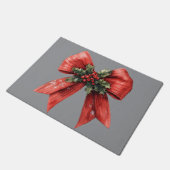 Klassischer Red Bow & Holly Doormat Fußmatte (Schrägansicht)
