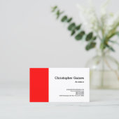 Klassischer Red Schwarz-weiß Simple Schlicht Archi Visitenkarte (Stehend Vorderseite)