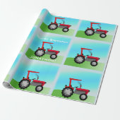 Klassischer Red Traktor "Happy Birthday, Name" Geschenkpapier (Ungerollt)