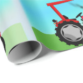 Klassischer Red Traktor "Happy Birthday, Name" Geschenkpapier (Rolleneckpunkt)