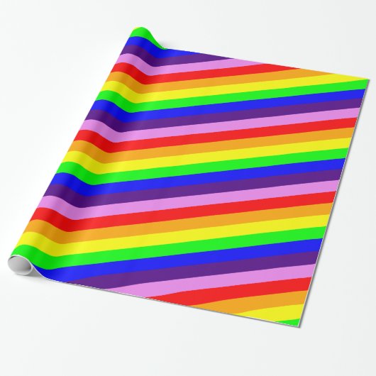 Klassischer Regenbogen Stripes helles mutiges Geschenkpapier (Ungerollt)