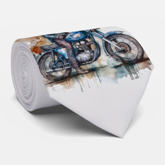Klassischer Retro-Biker-Motiv Grafik drucken Krawatte (Gerollt)