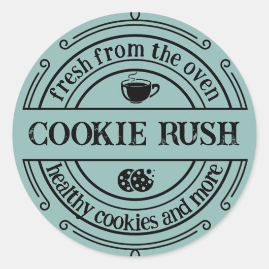 Klassischer Retro Blue Baked Goods Round Sticker (Vorderseite)