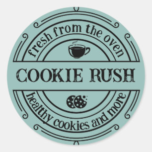 Klassischer Retro Blue Baked Goods Round Sticker