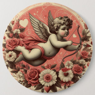 Klassischer/Retro-Cupid zum Valentinstag Button