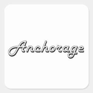 Klassischer Retro Entwurf Anchorage-Alaskas Quadratischer Aufkleber