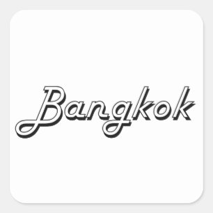 Klassischer Retro Entwurf Bangkoks Thailand Quadratischer Aufkleber