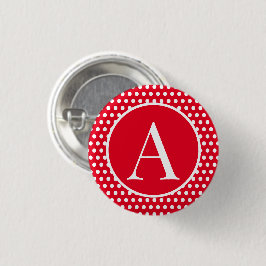 Klassischer Retro Polka Dots Red Custom Anfangsbuc Button