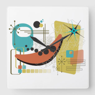 Klassischer Retro-Rückblick Quadratische Wanduhr