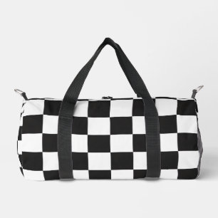 Klassischer Retro-Schwarz-Weiß-Kariert-Bold Duffle Bag