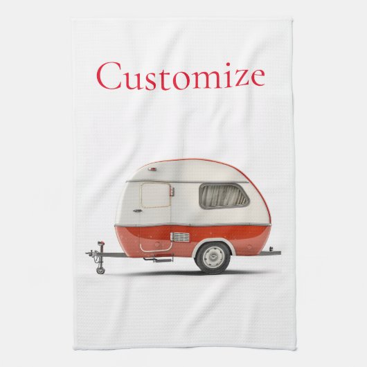 Klassischer Retro Teardrop Camper Thunder_Cove Geschirrtuch (Vertikal)