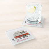 Klassischer Retro Teardrop Camper Thunder_Cove Glasuntersetzer (Schrägansicht)
