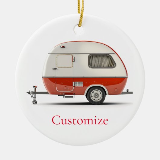 Klassischer Retro Teardrop Camper Thunder_Cove Keramik Ornament (Vorne)