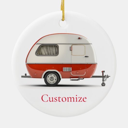 Klassischer Retro Teardrop Camper Thunder_Cove Keramik Ornament (Hinten)