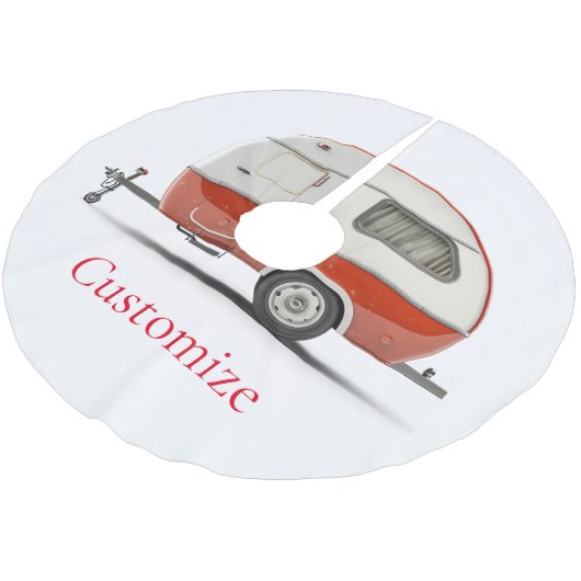 Klassischer Retro Teardrop Camper Thunder_Cove Polyester Weihnachtsbaumdecke (Schrägansicht)