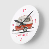 Klassischer Retro Teardrop Camper Thunder_Cove Runde Wanduhr (Winkel)