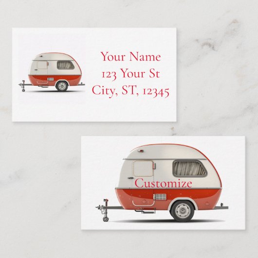Klassischer Retro Teardrop Camper Thunder_Cove Visitenkarte (Vorne/Hinten)