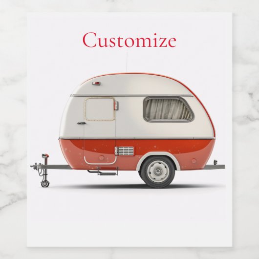 Klassischer Retro Teardrop Camper Thunder_Cove Weinetikett (Einzelnes Label)