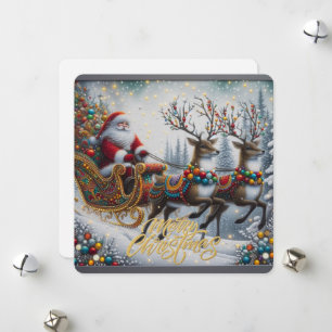 Klassischer/Retro-Weihnachtsmann & Rentiere Feiertagskarte