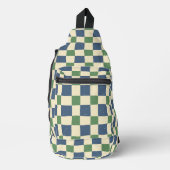 Klassischer Retrogingham Niedliche Marine Blau Wei Crossbody Bag (Vorderseite)