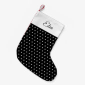 Klassischer Retroname Schwarz und Weiß Polka Dot Kleiner Weihnachtsstrumpf (Vorderansicht (hängend))