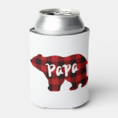 Klassischer Retropapa-Bär kariert Dosenkühler (Kanne Vorderseite)