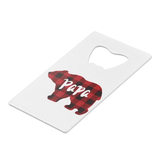 Klassischer Retropapa-Bär kariert Geldbeutel Flaschenöffner (Rückseite Schrägansicht)