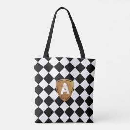 Klassischer Rhombus Schwarz/Weiß mit Monogram Tasche