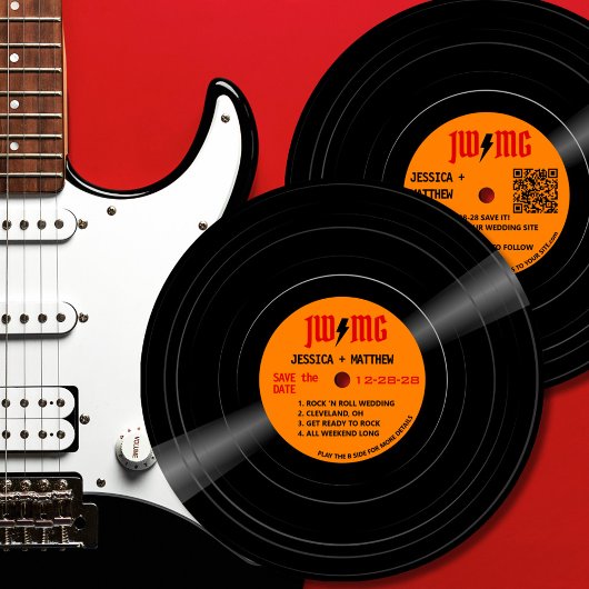 Klassischer Rock-Blitz-Monogramm-Schallplatte-Save Save The Date