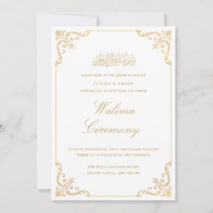 Klassischer Rokoko-Rahmen Gold Schrift Walima-Zere Einladung