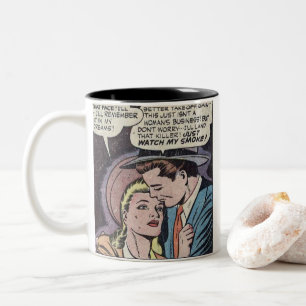 Klassischer romantischer Comic aus den 1950er Jahr Zweifarbige Tasse