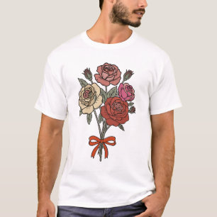 Klassischer romantischer Rosenstrauß mit roter Sch T-Shirt