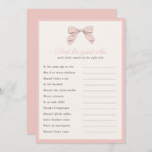 Klassischer rosa Bow Finden Sie die Gast-Duschspie Einladung (Vorne/Hinten)