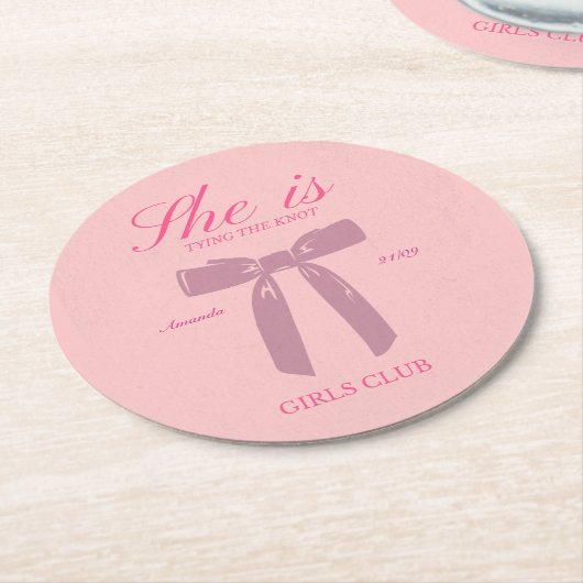 klassischer rosa Coquette-Junggeselinnen-Abschied Runder Pappuntersetzer (Angewinkelt)