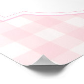 Klassischer rosa Gingham-Baby-Shower-Willkommen Poster (Ecke)
