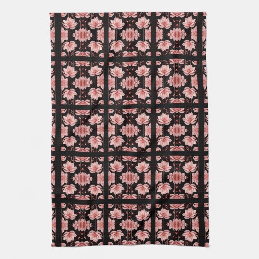 Klassischer Rosa Lotus Geschirrtuch (Vertikal)