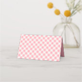 Klassischer Rosa Weißer Schachtel Gingham Platzkarte (Rückseite)