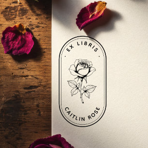 Klassischer Rosenholz-Ex-Libris-Kunststempel Gummistempel