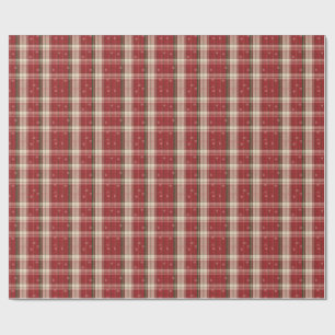 Klassischer Rot-Grüner-Feiertags-Tartan-Schneefloc Geschenkpapier