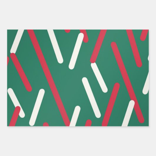 Klassischer, rot-grüner und weißer Urlaubsarm Geschenkpapier Set (Vorderseite 2)