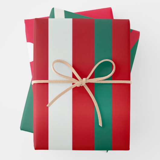Klassischer, rot-grüner und weißer Urlaubsarm Geschenkpapier Set (Beispiel)