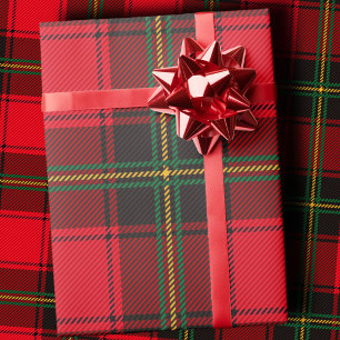 Klassischer Rot-Grüner Weihnachts-Tartan-Karo Geschenkpapier