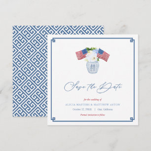 Klassischer Rot-Weiß-Blauer USA-Flagge-Ginger-Topf Save The Date