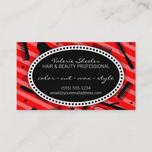 Klassischer roter Haar-u. Schönheits-Kupon Rabattkarte (Vorderseite)