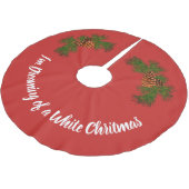 Klassischer roter Kiefernzapfen Polyester Weihnachtsbaumdecke (Schrägansicht)